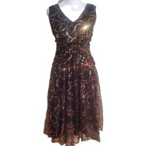 Dusk Collection Sheila Yen Y2k whimsigoth sequin black mesh fit flare dress 4
